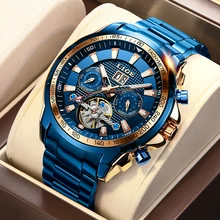 

2021 LIGE Men Automatic Mechanical Watches Luxury Sport Watch Men Sapphire Stainless Steel 100M Waterproof Watch Reloj Hombre