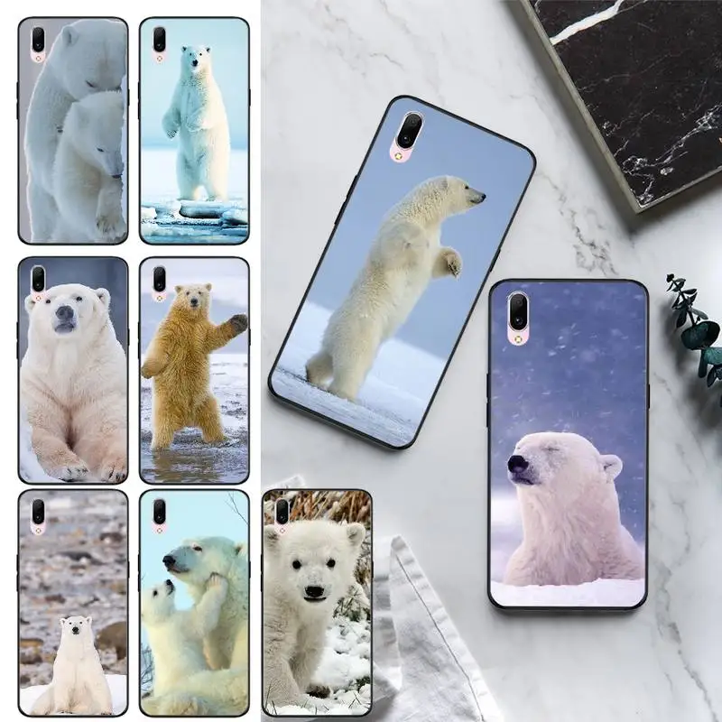 LJHYDFCNB белый медведь ТПУ черный чехол для телефона Корпус VIVO Y97 95 85 83 81 79 75 71 Y91 U1 91i 81S