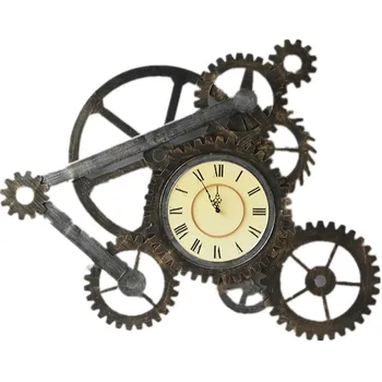 

Industrial Wind Retro Wall Clock Decorative Gear Nordic INS Style Home Color Leaf Fan