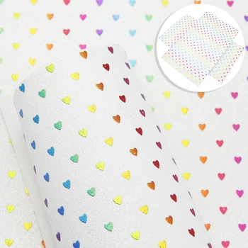 

20*34cm Heart Glitter Faux Artificial Synthetic Leather Fabric fir Bow DIY Decoration Crafts Faux Leather Sheets ,1Yc6681