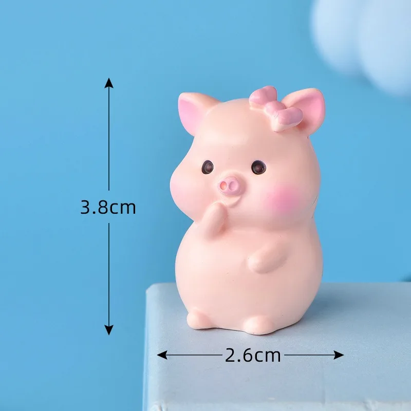 Cute Pink Pig Mini Miniature Figurine DIY Fairy Garden Doll Home Decoration Micro Landscape Kawaii Accessories Resin Crafts 1Pc