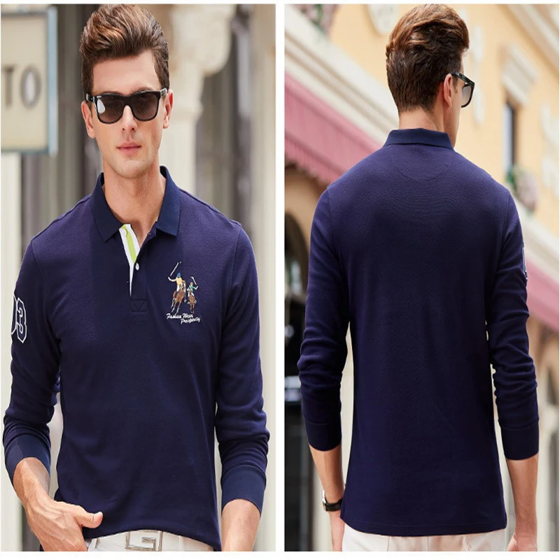 High Quality Solid color 3D Embroidery Polo Shirt Casual Polo Shirts men's Long sleeve polo shirt 2019 New Arrival polo shirt High Quality Solid color 3D Embroidery Polo Shirt Casual Polo Shirts men's Long sleeve polo shirt 2019 New Arrival polo shirt