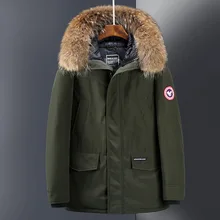 Пуховики и парки Для мужчин зимняя куртка Для мужчин модные толстые теплые парки с мехом Пуховики на белом утином пуху Повседневное человек Водонепроницаемый пуховики и парки