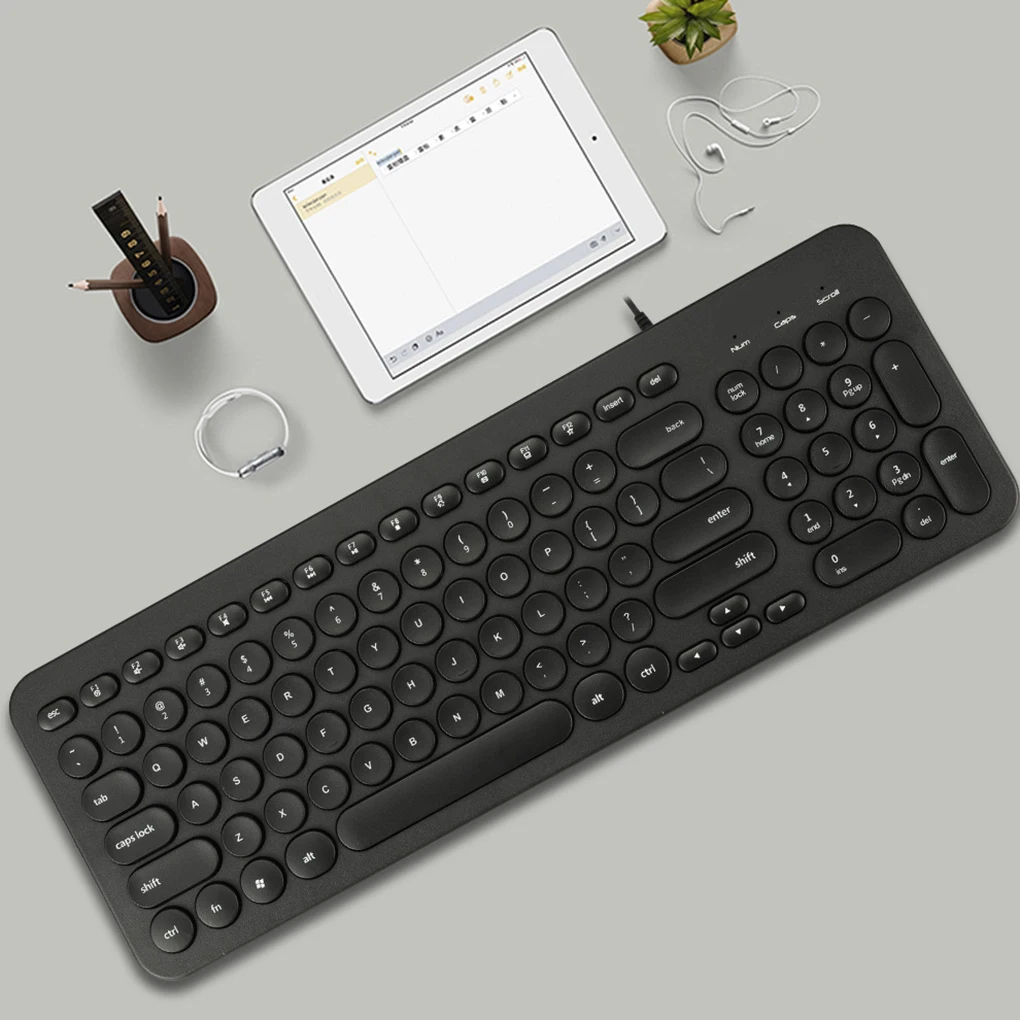 D520 клавиатура 96 клавиш USB Проводная круглая клавиша для домашнего офиса компьютера ноутбука брызгозащищенная клавиатура