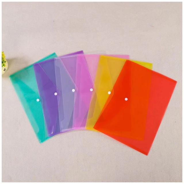 5pcs Large A5 Size Clear Plastic Small Envelopes with Hook & Loop Ploy  Envelope for Receipe/