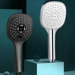 Shower Head Rainfall Bathroom 3 Modes ABS round Chrome Water-Saving Nozzle G1/2 Bath Faucet Wall Mounted Adjustable Black Shower