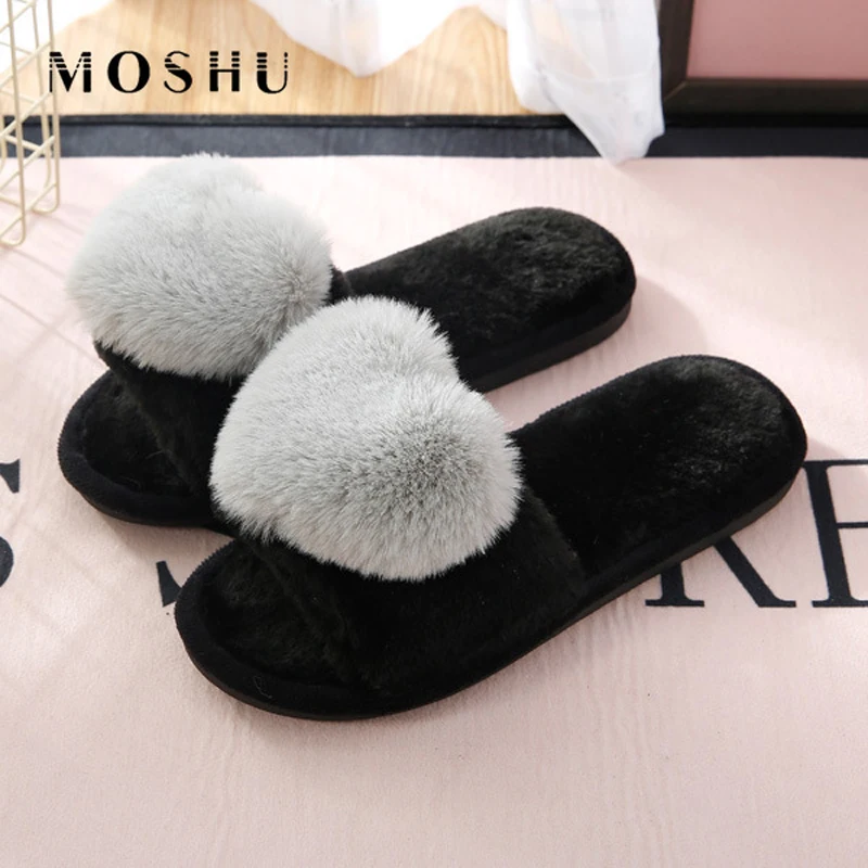 

Home Slippers Women Winter Warm Fur Slides Soft Fluffy Shoes Cute Heart Shaped House Slippers Flip Flops Female Chanclas Mujer