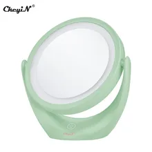 

Compact Touch Screen Led Light Cosmetic Mirror Dual-side 1X and 5X Magnifying Glass 360 Rotary USB rechargeable Makeup Mirror