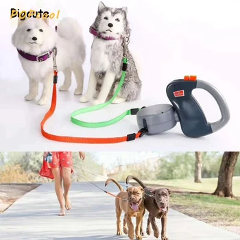 

Pet Training Traction Rope Leash Double Dog Retractable Leads Walking Braided Tangle Dual Leashes Coupler For Training Two Dogs