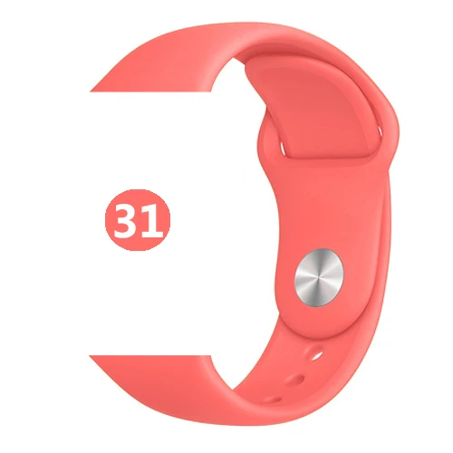 31-coral red Ремешок для Apple watch band 44 мм 40 мм 42 мм 40 мм correa iwatch band 5 4 3 2 спортивный силиконовый ремень браслет Apple watch 4 аксессуары - Цвет ремешка: 31-coral red