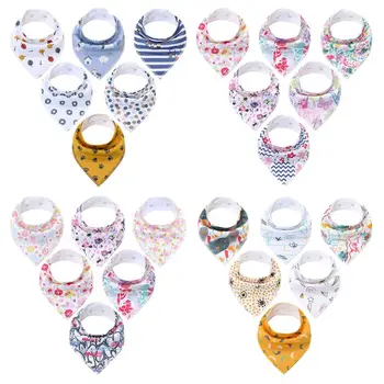 

6 Pcs/set Baby Cute Print Saliva Towel Newborn Children Triangle Towels Kids Bib 19QF