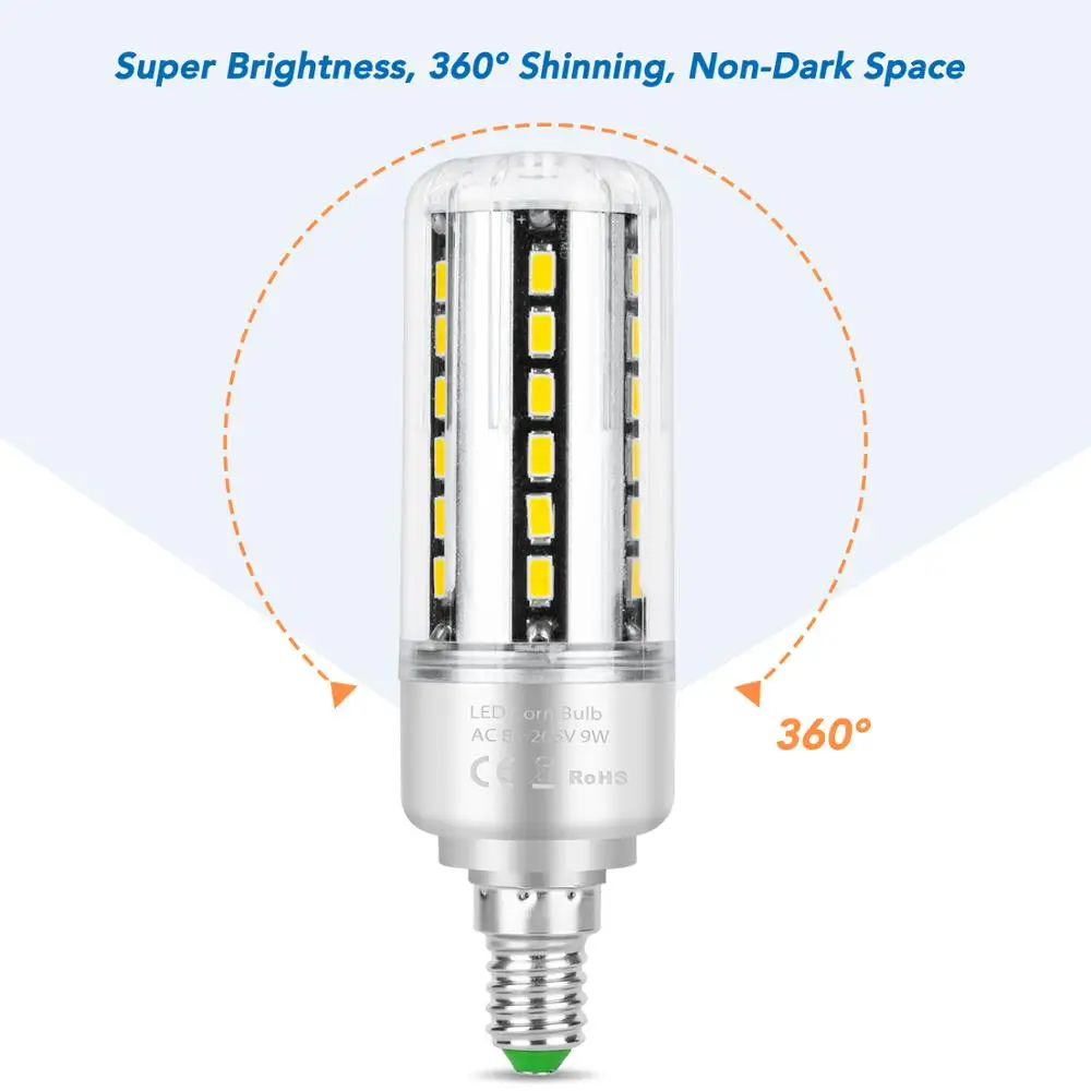 E27 светодиодный лампы трубки E14 Светодиодная лампа “Кукуруза” лампы 110V 220V Алюминий лампы SMD 5736 5 Вт, 7 Вт, 9 Вт, 12 Вт, 15 Вт, 20 Вт, 25 Вт для украшения дома ампулы