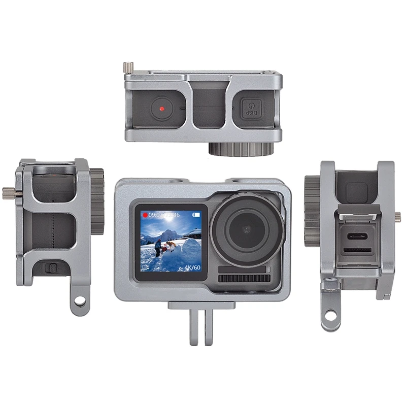 Топ Vlogging металлический корпус клетки для Osmo Action camera Frame Vlog чехол с 2 холодными башмаками для микрофона Led Video Light