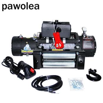 

Low noise electric winch waterproof large motor 12500lb12v car winch wireless handle off-road vehicle outdoor self-service new