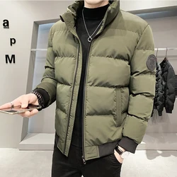 2022 winter new men's cotton jacket fashion solid color thick coat warm coat Large size