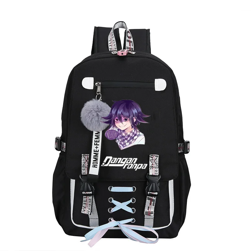 Аниме Danganronpa: Trigger Happy USB зарядка Рюкзак Холст Naegi Mako школьная сумка дорожная Mochilas