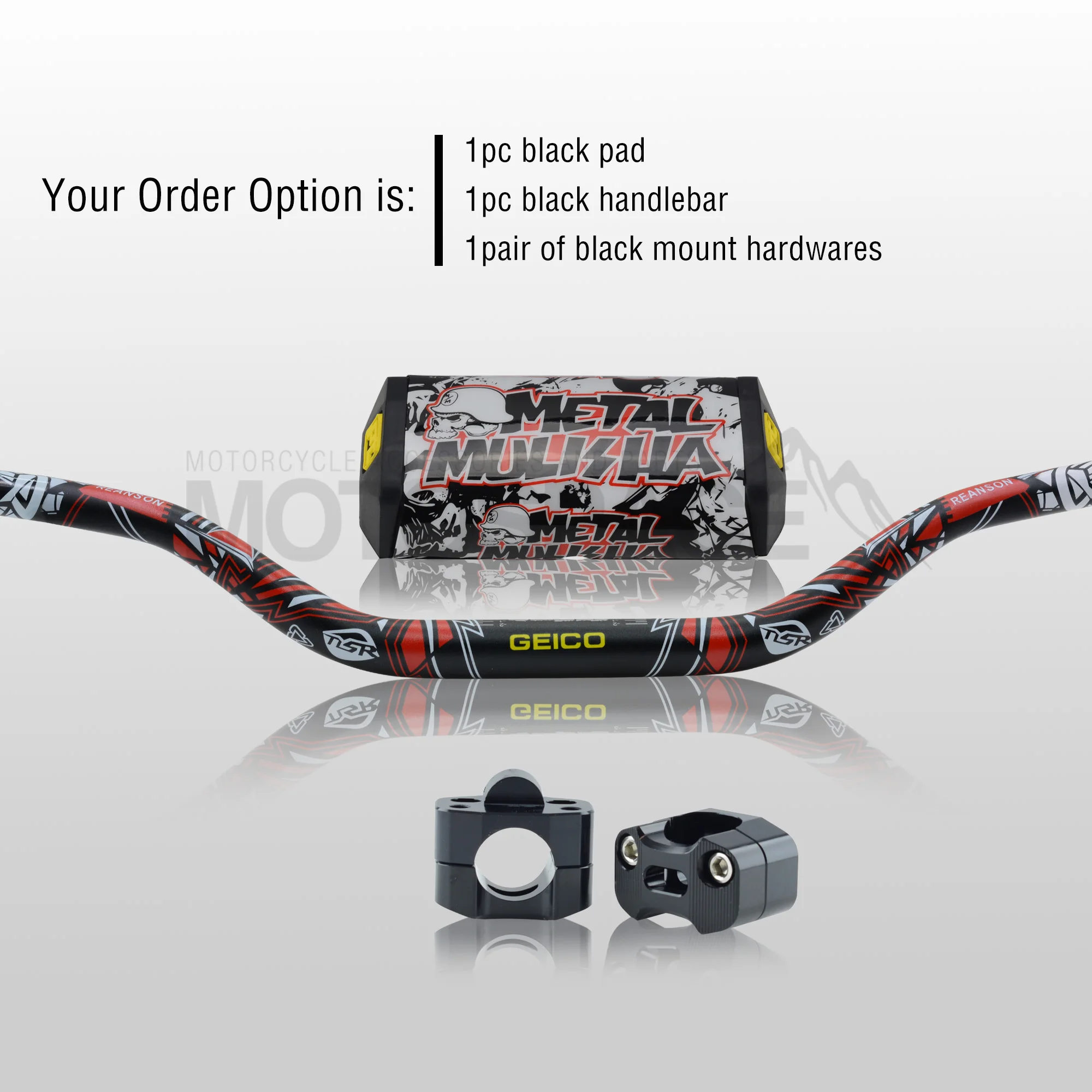 Руль для Pro Taper Pack Bar 1-1/" Phantasy ручка бар колодки ручки Pit Pro Гонки Грязь велосипед ямы мотоцикл с адаптер cnc - Цвет: Black Combo3