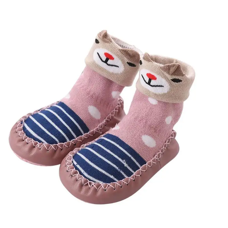 Розовый 1 Pair Warm Baby Floor Socks Terry Fabric Soft Thickened Anti-skid Toddler Indoor Shoes Socks Clothing Accessories - Цвет: Розовый