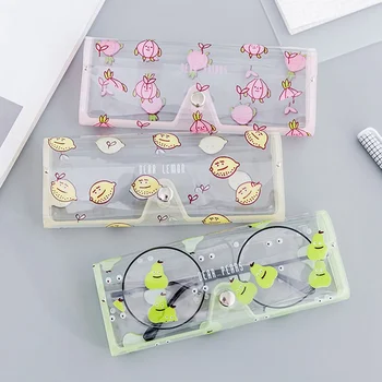 

2020 New Cartoon Cute Travel Girl Transparent PVC Eye Glasses Box Bag Case Protection Carry Box Pencil Bags