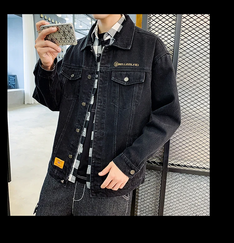 Джинсовая мужская куртка, Jaqueta Masculino, хлопковые модные куртки, уличная Весенняя классическая мужская ковбойская куртка, пальто