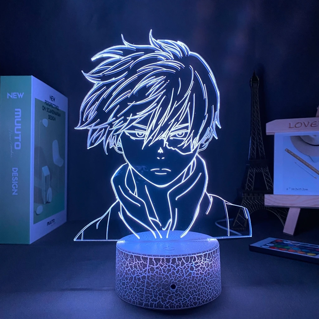 

11.11 Deal Anime Lamp My Hero Academia Shoto Todoroki Face Design Led Night Light Lamp for Kids Child Bedroom Decor