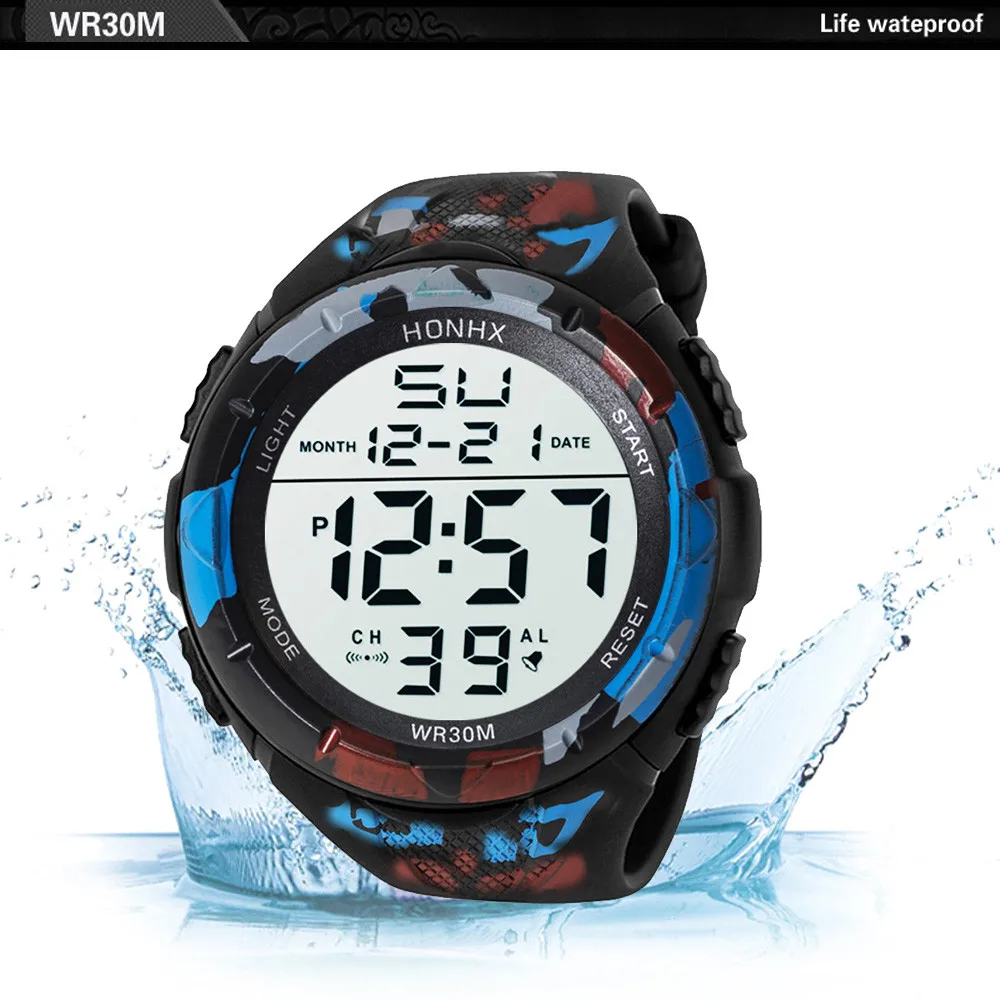 Fashion Men Led Digital Watch Waterproof Date Military Sport Rubber Quartz Watch Alarm Sport Digital Watches Reloj Hombre 2022