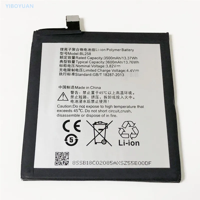 

3.82V 3600mAh BL258 For Lenovo Vibe X3 / Lemon X3 / X3a40 X3c50 X3c70 Battery
