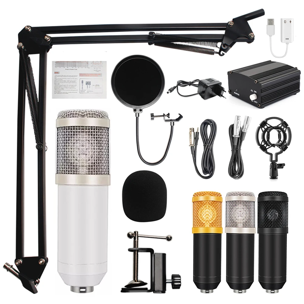 bm 800 microphone 48V phantom power microphone for pc computer bm800 studio microfone condensador professionnel for recording 