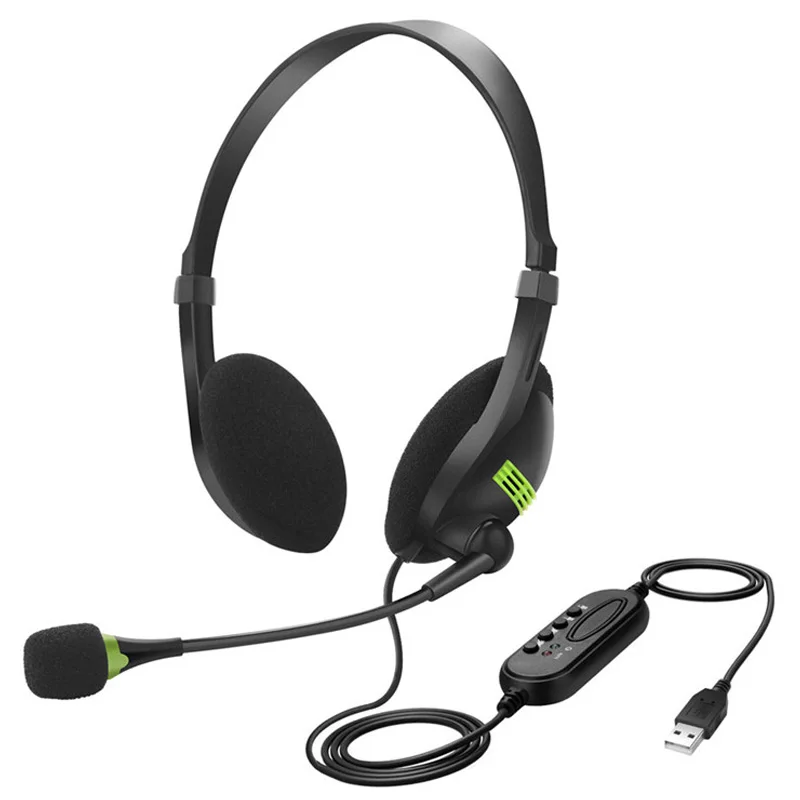USB Computer Headset Wired Headphones with HD Mic Stereo Official Working Home Gaming Earphones for PC Laptop Mac School Kids