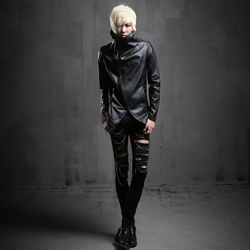 New Vintage Mens Gothic Turtleneck Pu 
