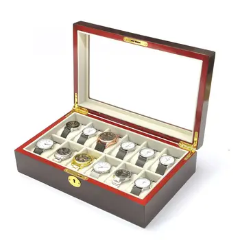 

12 slots luxury fashion men home dark red color watch box top quality watch storage box for men Watches 200803-17