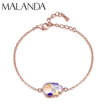 Malanda кристаллы от Swarovski браслеты с черепами браслеты для женщин новые модные браслеты из розового золота свадебные украшения подарок для девочек