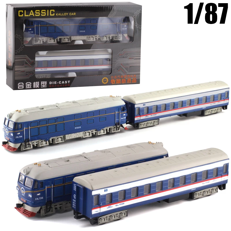 1/87 Extended Steam Alloy Train Diecast Locomotive Model Toy Vehicle Metal Casting Car Pull Back Sound Light Toys Kids Gifts train model ho 1 87 european roco 73079 231e digital sound steam orient express tractor rail car hot wheels