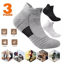 Socks Men Running Breathable Short Socks Solid Color Thicken Men Football Basketball Socks Elastic Sport Sock Male Cotton Socks