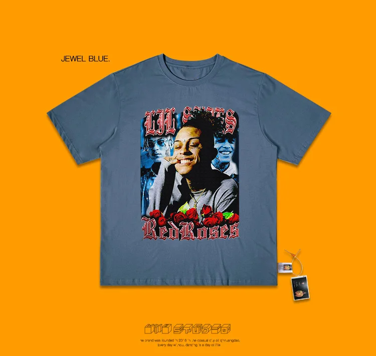 Хип-хоп рэп хип-хоп певец Lil Skies плакат красивый волна Ins короткий рукав Футболка для мужчин и женщин