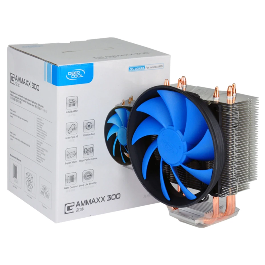 DEEPCOOL GAMMAXX 300 Ventilateur de processeur PC,3 Heatpipes,Ventilateur 120mm PWM,Fourni avec la pâte Thermique;AM4 Compatibilité DEEPCOOL GAMMAXX 300 Ventilateur de processeur PC,3 Heatpipes,Ventilateur 120mm PWM,Fourni avec la pâte Thermique;AM4 Compatibilité