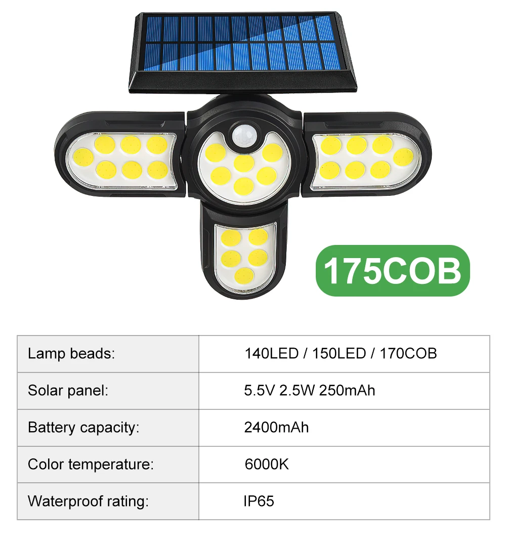 bright solar lights LED Outdoor Solar Lamp Multiple Heads Lighting Lawn Ground Light Motion Sensor Human Induction 3 Modes Spotlights Garden Lights solar powered fairy lights