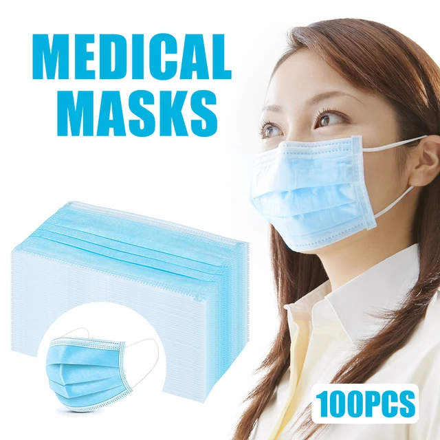 US $8.95  100Pcs Mascherine Antivirus Profession Mask 3-Ply Nonwoven Medical Disposable Face Mouth Masks Anti