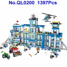 Ql0200 1397 шт городская серия-полицейский автомобиль вертолет мотоцикл строительный блок игрушка