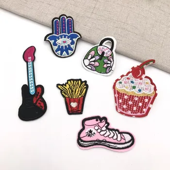 

100pcs/lot Small Embroidery Patch Clothing Decoration Accessories Lipstick Ice Cream Sneaker Handbag Iron Heat Transfer Applique
