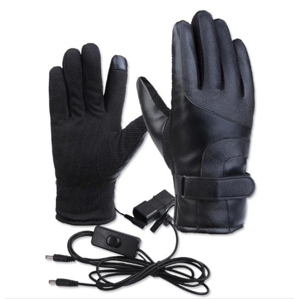 1 пара USB перчатки с подогревом для мужчин и женщин новые электрические термальные 4 уровня управления водонепроницаемые перчатки с подогревом для мотоцикла и лыж - Цвет: Black