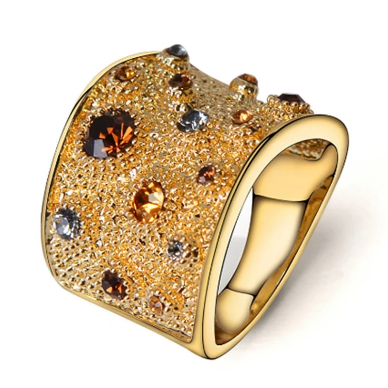 anillo femenino Sparkling Rhinestone Round Finger Rings For Women Men Size 6-10