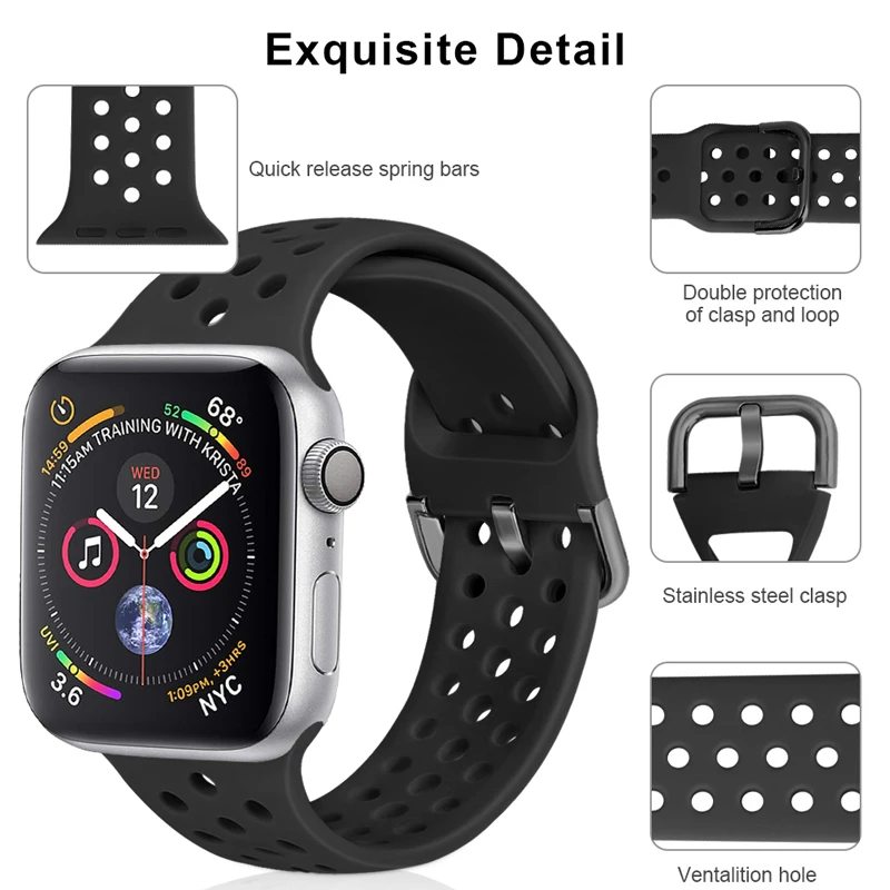 Ремешок для Apple Watch 38 мм 42 мм iWatch 4 ремешок 44 мм 40 мм спортивный силиконовый ремень браслет correa Apple watch 5 4 3 2 аксессуары