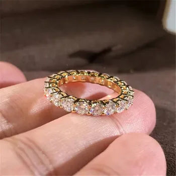 

Classical Brand New Luxury Jewelry 925 Sterling Silver&Round Cut White AAAAA Cubic Zircon Eternity Promise Wedding Band Ring