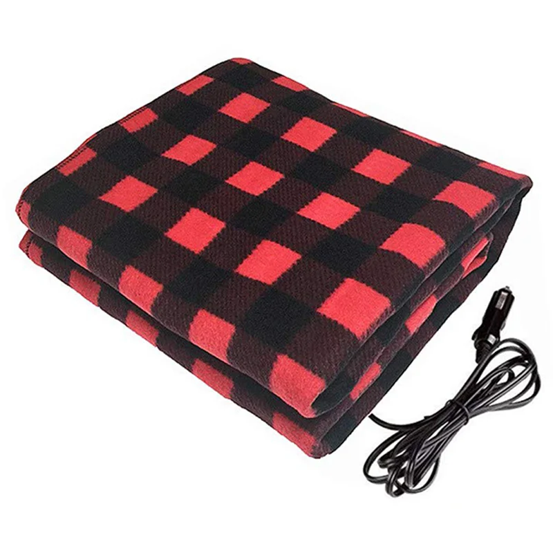 Electric Car Blanket, 12V Heated Fleece Travel Throw Heating Blanket