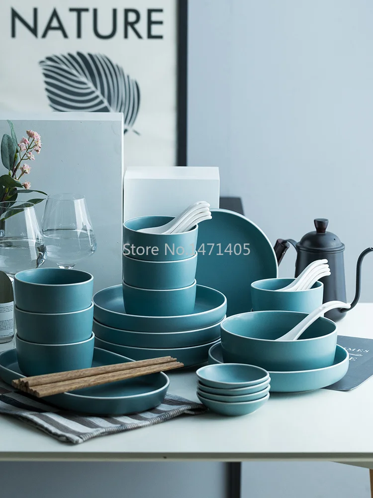 

Набор матовой белой гарнитуры в скандинавском стиле, керамическая посуда для дома на 4 человек, рисовые миски и тарелки на 2 человека