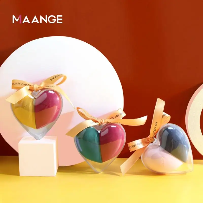 

MAANGE Love Heart-shaped Cosmetic Puff Blending Face Liquid Foundation 2 Boxed Beauty Eggs Tools Wet And Dry Makeup Sponge