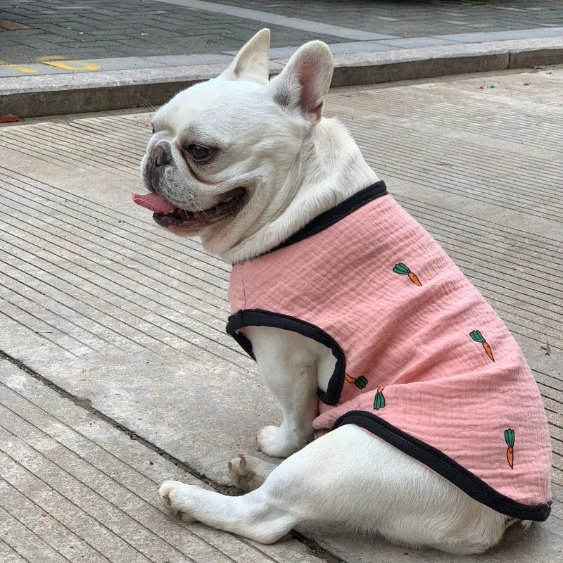 

Breathable Bulldog Vest Summer Pug T-Shirt Cotton Waistcoat Streetwear Walking Clothes Home Clothing For FR UK US Bulldog Dog