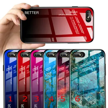 

200pcs/lot Dual Color Anti-Scratch Glossy Marble Gradient Tempered Glass Case For Oppo A1K realme c2 realme 3 pro Realme 5 Pro