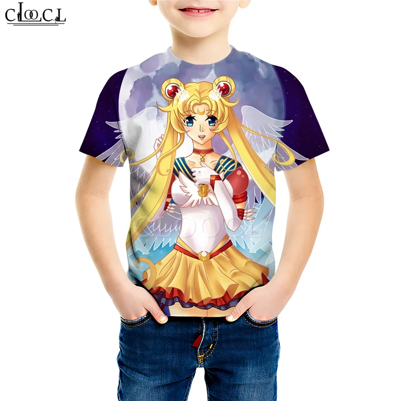 Kids T shirt 3 Child Baby Girl Clothes Sailor Moon Galaxy T Shirt 3D Print Cartoon Daughter Sweatshirt Baby Boy Toddler Short Sleeve Pullover - Color: Kids T shirt 3